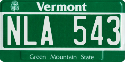 VT license plate NLA543