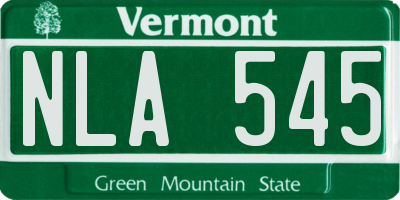 VT license plate NLA545