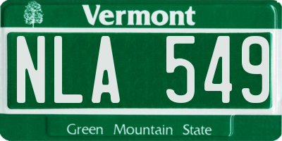 VT license plate NLA549