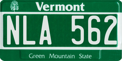 VT license plate NLA562
