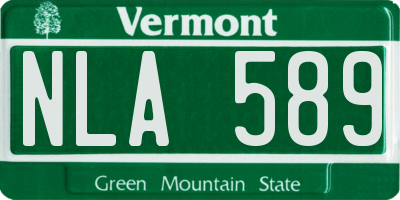 VT license plate NLA589