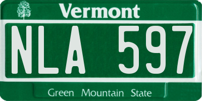 VT license plate NLA597