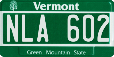 VT license plate NLA602