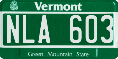 VT license plate NLA603