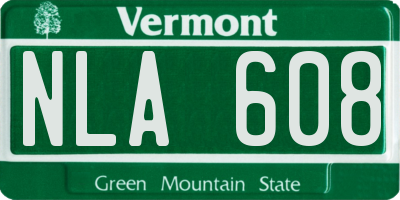 VT license plate NLA608