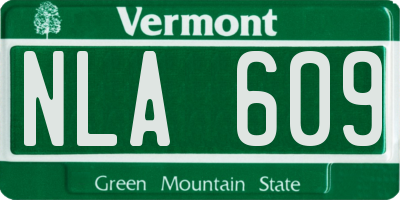 VT license plate NLA609