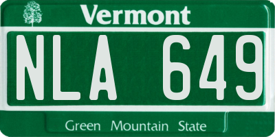 VT license plate NLA649