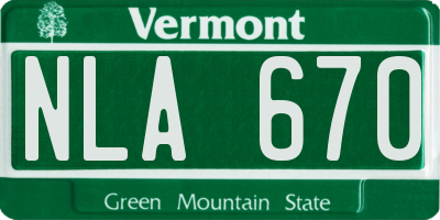 VT license plate NLA670
