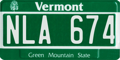 VT license plate NLA674