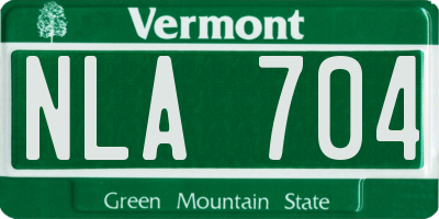 VT license plate NLA704