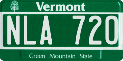 VT license plate NLA720