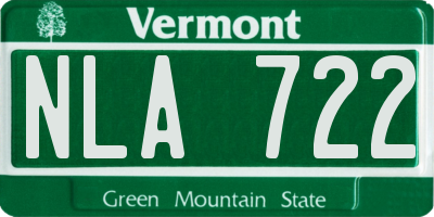 VT license plate NLA722