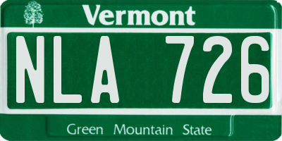 VT license plate NLA726