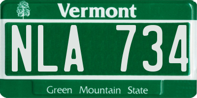VT license plate NLA734