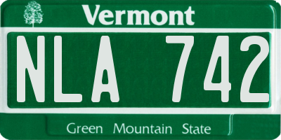 VT license plate NLA742
