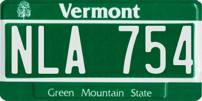 VT license plate NLA754