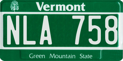 VT license plate NLA758