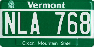 VT license plate NLA768