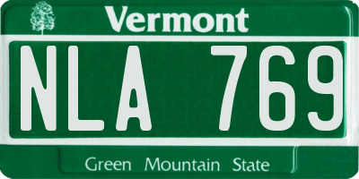 VT license plate NLA769