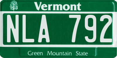 VT license plate NLA792