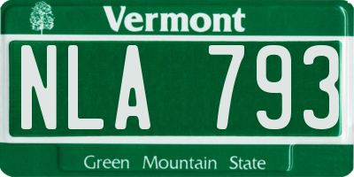 VT license plate NLA793