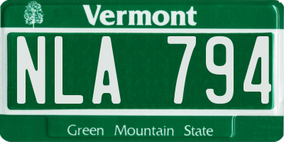 VT license plate NLA794