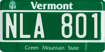 VT license plate NLA801