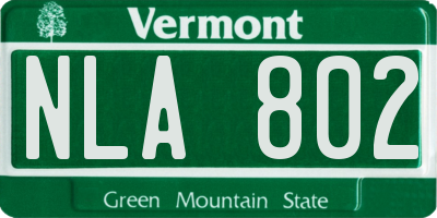 VT license plate NLA802