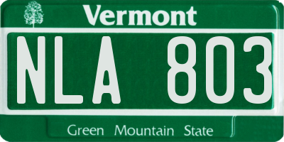 VT license plate NLA803