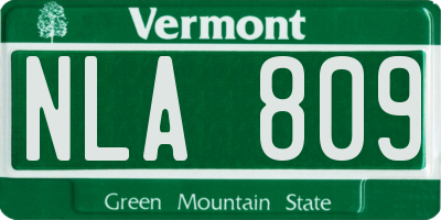 VT license plate NLA809