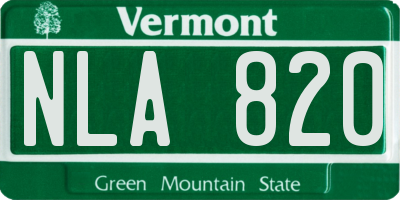 VT license plate NLA820