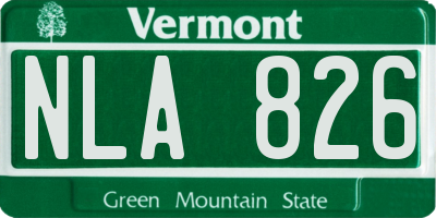 VT license plate NLA826