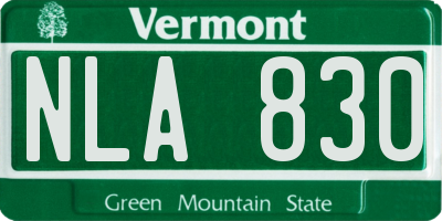 VT license plate NLA830