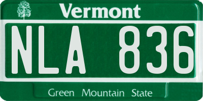 VT license plate NLA836
