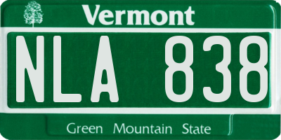 VT license plate NLA838