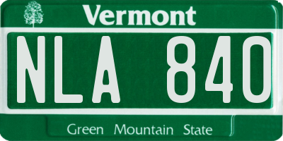 VT license plate NLA840