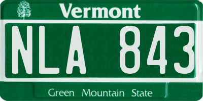 VT license plate NLA843