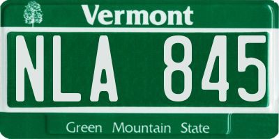 VT license plate NLA845