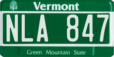 VT license plate NLA847