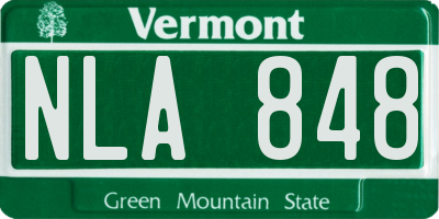 VT license plate NLA848