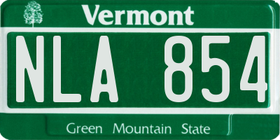 VT license plate NLA854