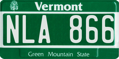 VT license plate NLA866