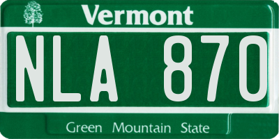 VT license plate NLA870