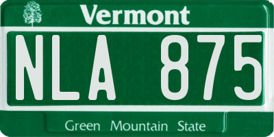 VT license plate NLA875
