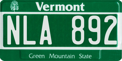 VT license plate NLA892