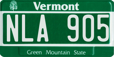 VT license plate NLA905