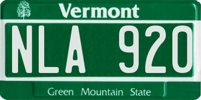 VT license plate NLA920