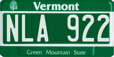 VT license plate NLA922