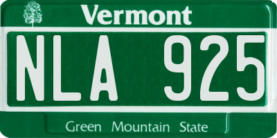 VT license plate NLA925