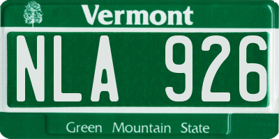 VT license plate NLA926